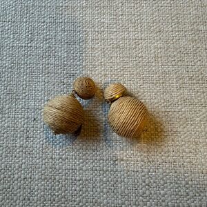 Tuckernuck Natural Raffia Wrapped Double Drop Earrings